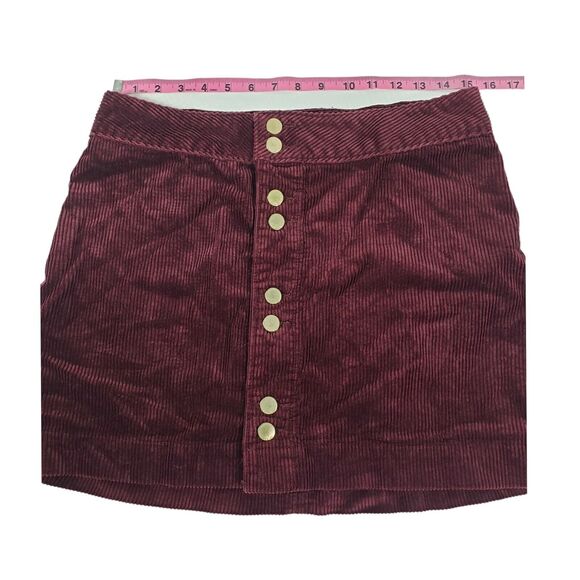 Abercrombie & Fitch Skirt Womens 10 Mini Corduroy Button Up Burgundy - Picture 5 of 9